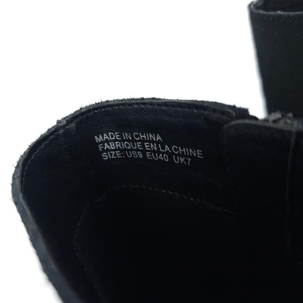 URBAN OUTFITTERS Anna Platform Gogo Boots Black Suede Leather 90s Boho Grunge 9 - Picture 11 of 11